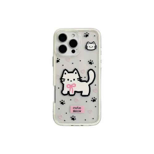 Sopi Acrylic Material Pixel Cats Phone Cases Compatible With IPhone 16/15 Pro Max/Apple 13/14 Pro/Max