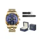 Gold-Tone Steel Band Blue Dial