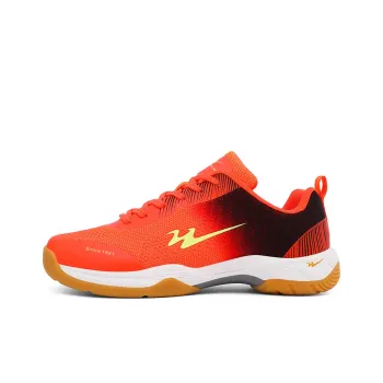 Binary Cushioned Slip Resistant Abrasion Resistant Low Top Badminton Shoes Unisex Orange