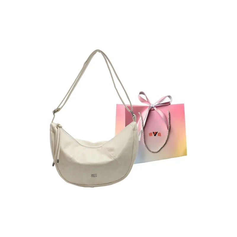 Yalu PU Crescent Bag Shoulder Bag Women's Black/Ecru/Pink/Silver/Green-6