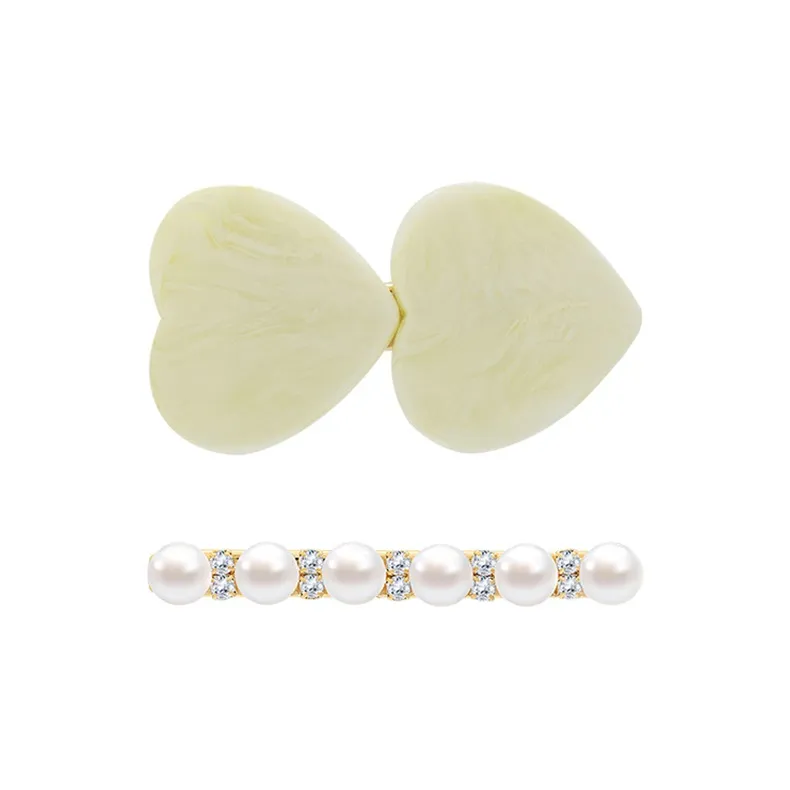 ROYALSASA Acrylic Faux Pearl Hair Clips Women's-0