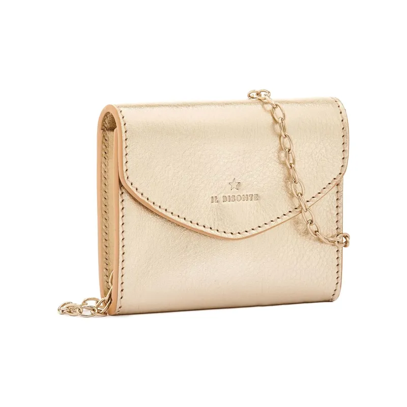 Il Bisonte Leather Card Holder Women's Metal Platinum-1