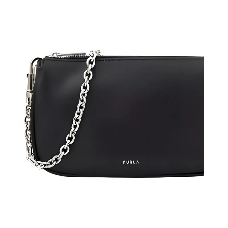 Furla Moon Leather Handbag Shoulder Bag Mini Women's Black-4