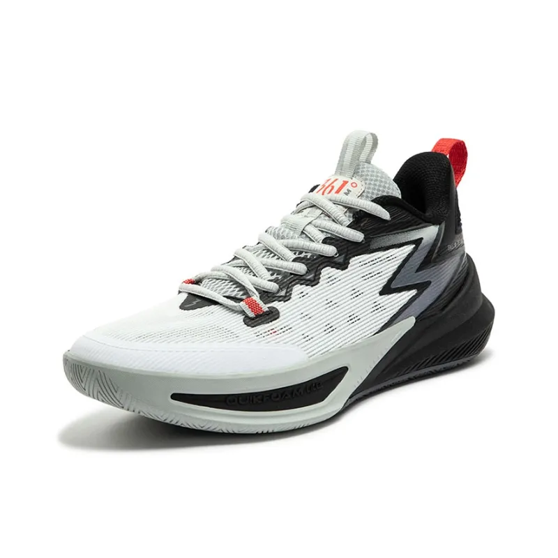 361° Anti-Slip And Wear-Resistant Lightweight Low-Top Basketball Shoes Men's White Black-1