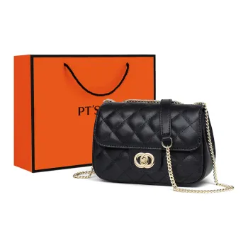 PT'SON Cow Leather Underarm Small Square Bag, Shoulder Bag, Crossbody Bag Regular Women's Black