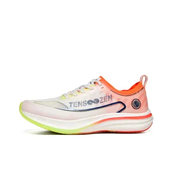 TENSOOZEN Cushioning Breathable Lightweight Low Top Carbon Plate Casual Running Shoes Men's White Orange