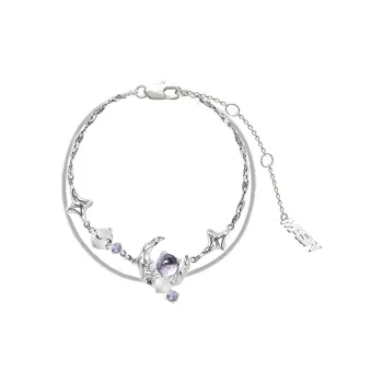 Masw Premium Sweet & Cool Purple Gold Plated Copper Hand Accessory Bracelet Unisex