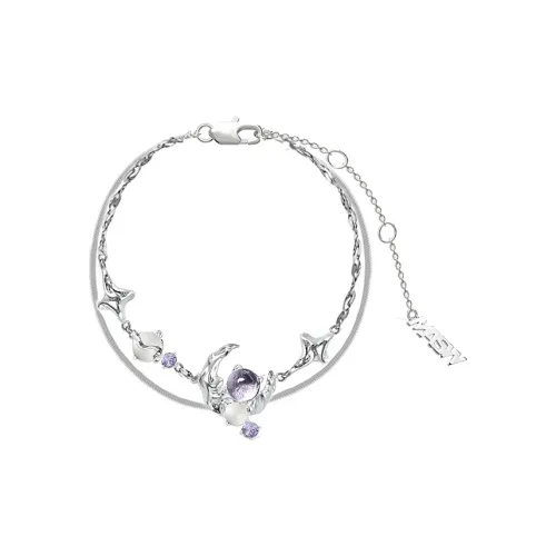 Masw Premium Sweet & Cool Purple Gold Plated Copper Hand Accessory Bracelet Unisex