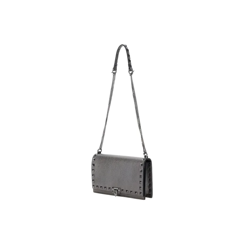 Valentino Calfskin Shoulder Bag Mini Women's Gray-1