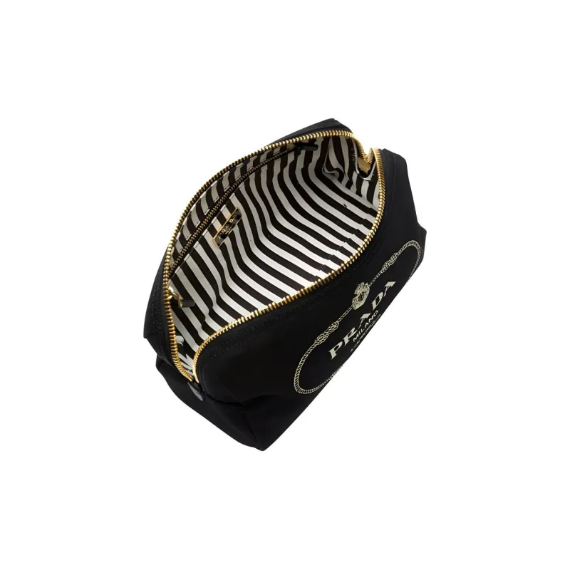 PRADA Canvas Bag Makeup Bag Toiletry Bag Women's Black-3