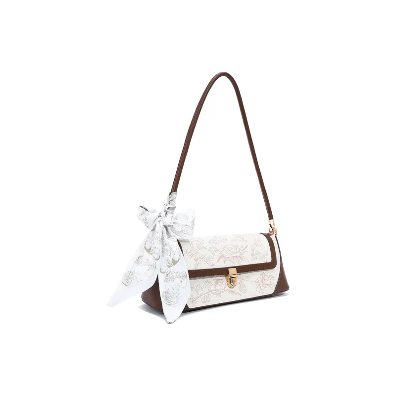 Carit&Koty Polyurethane Shoulder Bag Women's Brown/White-1