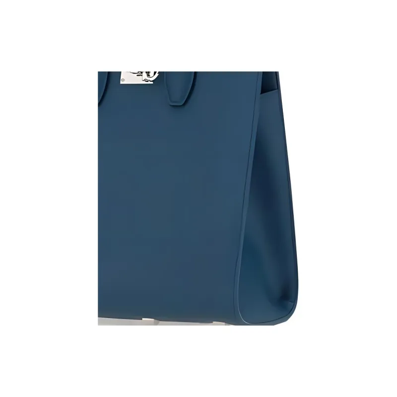 FERRAGAMO Studio Calfskin Crossbody Handbag Medium Size Women's Blue-4