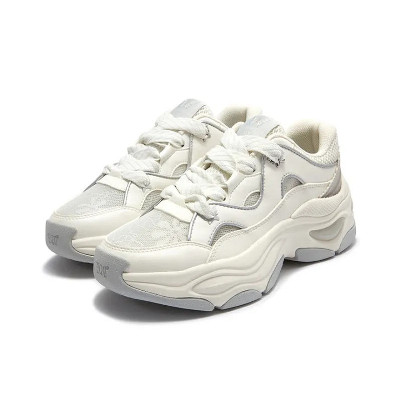 361° Anti-Slip Wear-Resistant Low-Top Chunky Sneakers Women's Greige-2