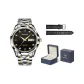 Steel Band Black Dial Men's Watch[Comes with: Exclusive Box+Leather Strap]