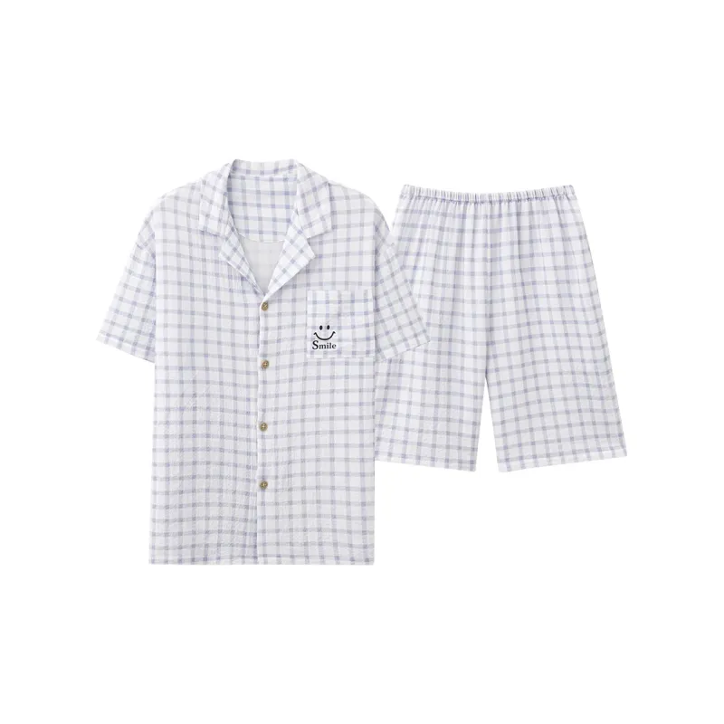 XIAFENYAN Pajama Set Men's Light Blue-0