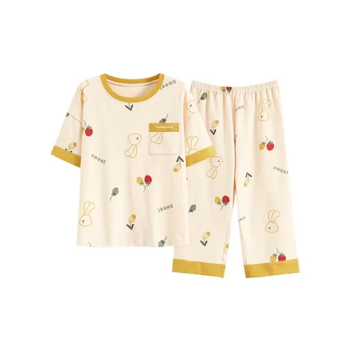 JINXU Pajama Set Women's Apricot