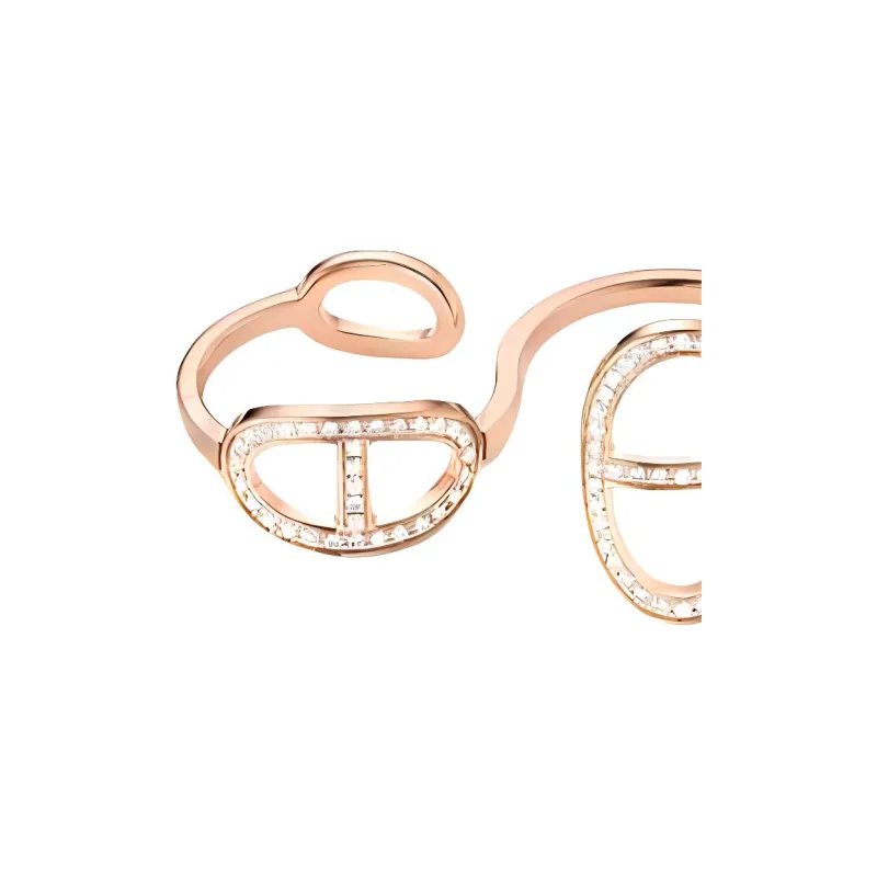 HERMES Rose Gold Diamonds Rings Women's Gold-1