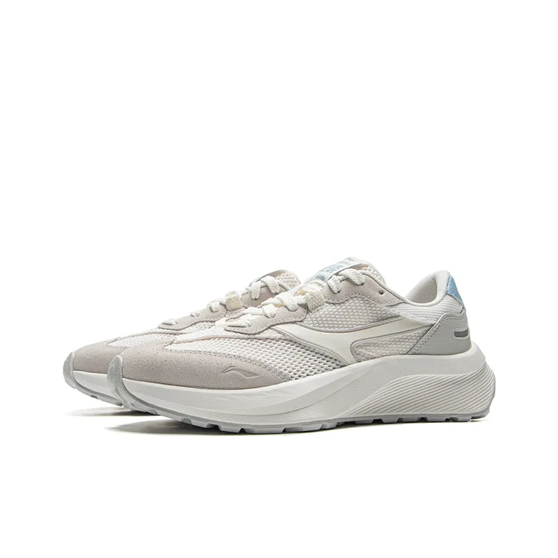LiNing Zhengrong M500 Wear Resistant Breathable Slip Resistant Low Top Casual Shoes Women's White Gray-2