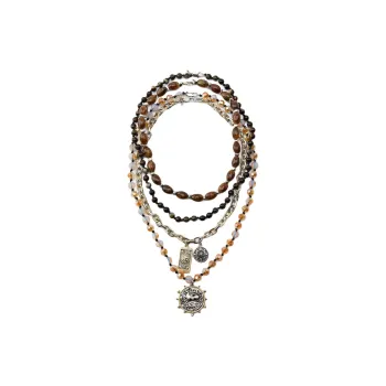 ZARA Glass Iron Zinc Polymethyl Methacrylate ABS Polyester Necklaces Women's Silver