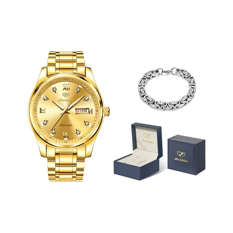 Jin Shi Dun Mechanical Movement Stainless Steel Watchband Watch Men's Watches Black Dial-20
