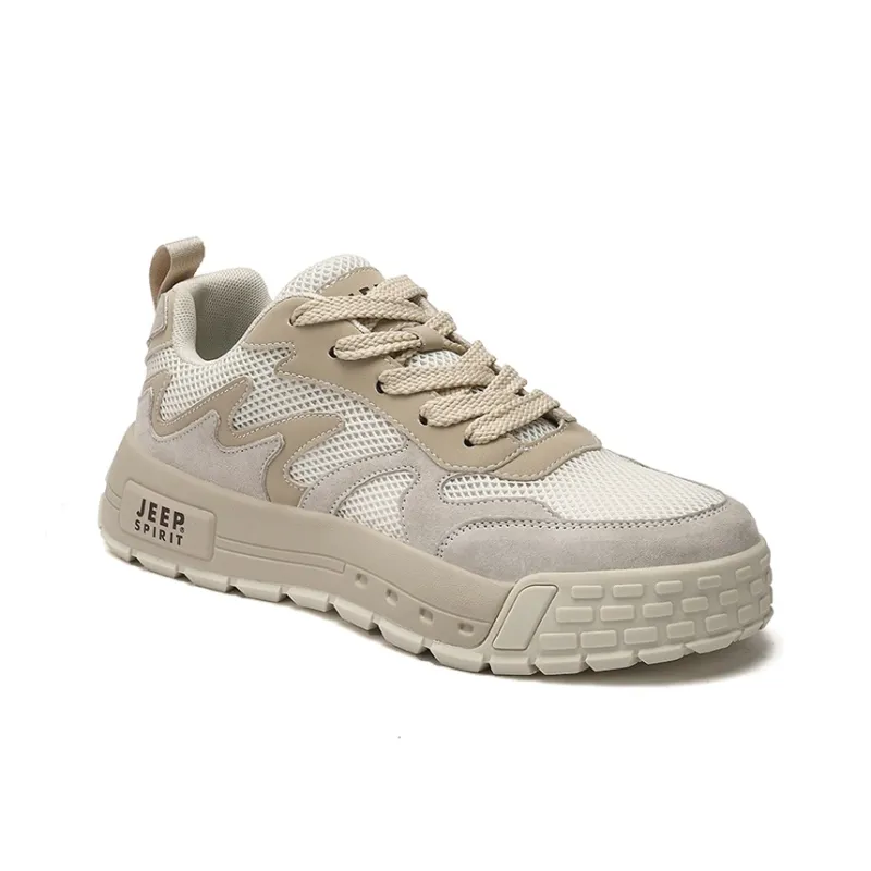 JEEP SPIRIT Abrasion Resistant Slip Resistant Low Top Skateboard Shoes Men's Light Sandy-3