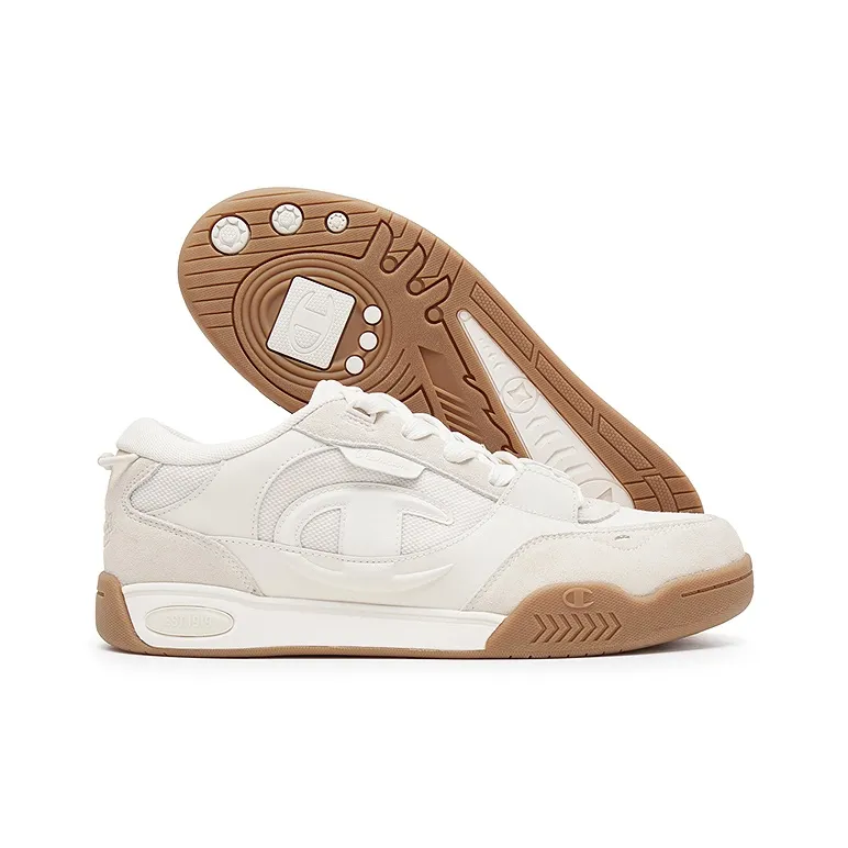 Champion Low Top Skateboard Shoes Men's Linen/Milk White-1