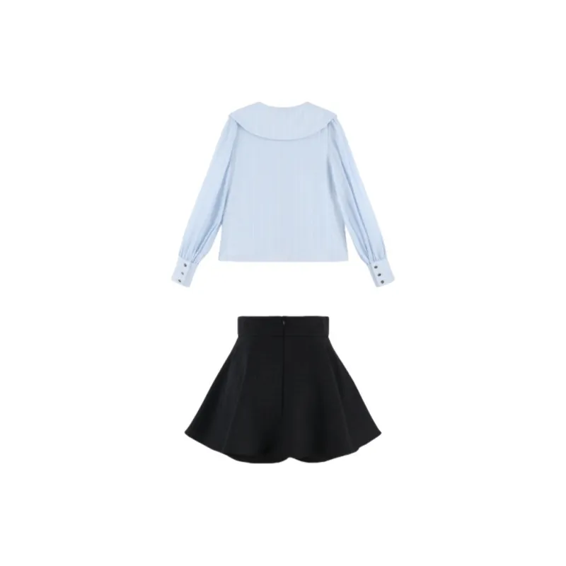 YGPRW Skirt Set Women's Blue Black-1