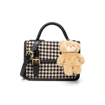 CLEVER& KETCH PU Messenger Bag Shoulder Bag Crossbody Bag Handbag Regular Women's Houndstooth Pattern