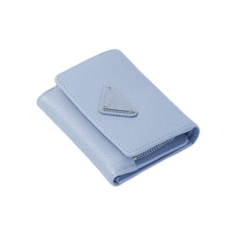 PRADA Cow Leather Wallet Women's Light Blue-3