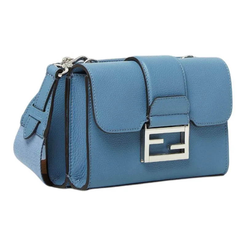 FENDI Grained Leather Baguette Bag Crossbody Bag Shoulder Bag Men's Sky Blue-1