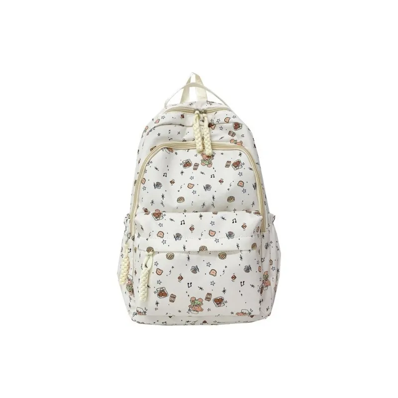 Dusen Kangaroo Nylon Fabric Backpack Regular Unisex White/Pink/Blue-2