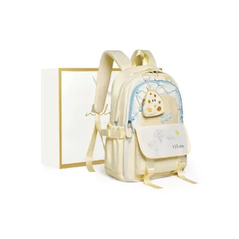 Narandu Fabric Backpack Large Size Women's Yellow/Pink/Blue