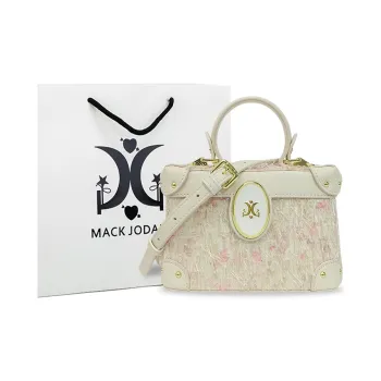 MACK JODAER Microfiber Synthetic Leather Handbag Regular Women's Flower Fairy Powder