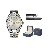 Steel Band White Dial[Includes: Exclusive Box+Leather Strap]