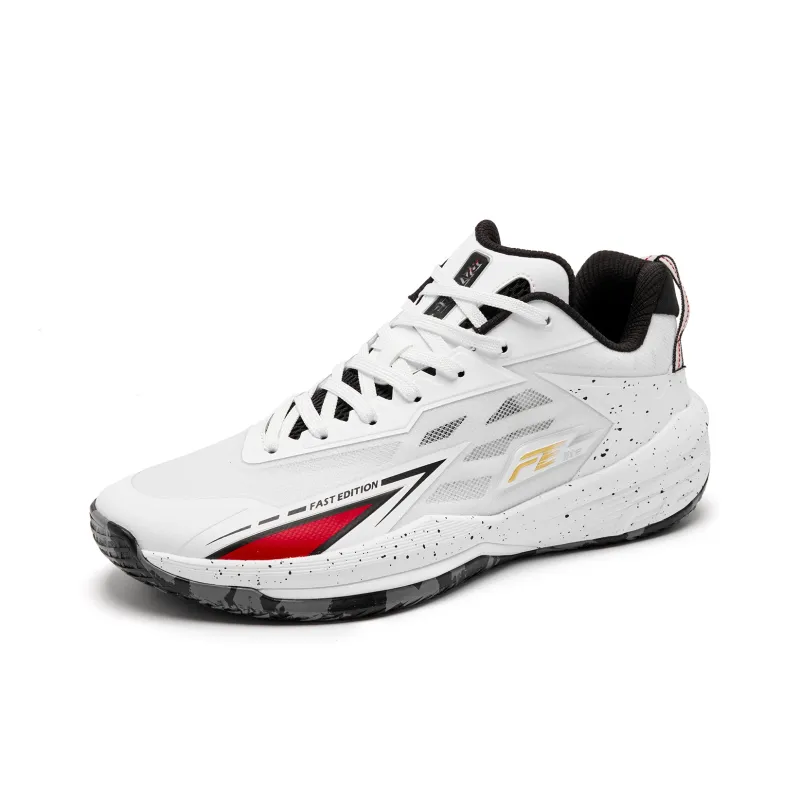 QIAODAN FETEAM Cushioned Slip-Resistant Abrasion-Resistant Low-Top Basketball Shoes Men's Jordan White Black-2