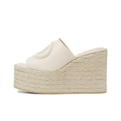 GUCCI Interlocking Slide Slippers 7.3cm Women's Beige