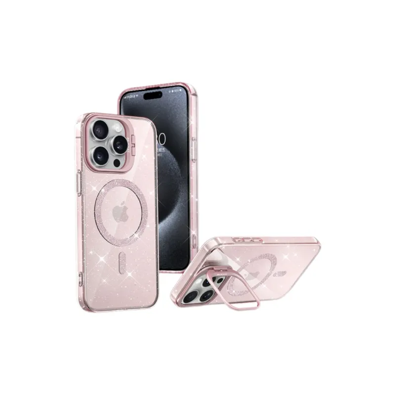 Koman PC Material Luxury Flash Shield Stand Magnetic Phone Cases Compatible With Apple IPhone 12/13/14/15/16/Pro/Mac-4