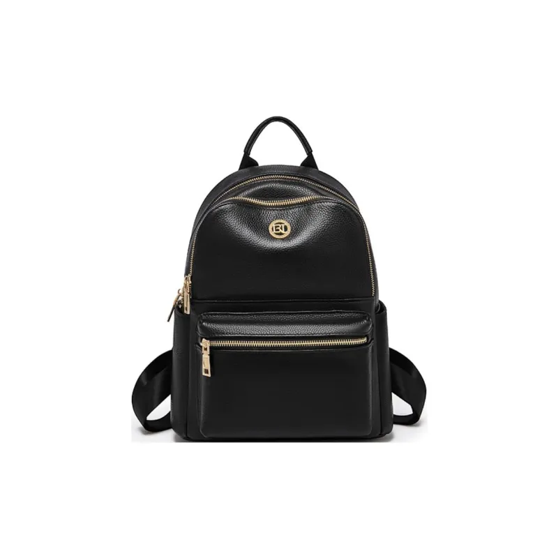 Old Man's Head Cow Leather Backpack Regular Women's Black-1