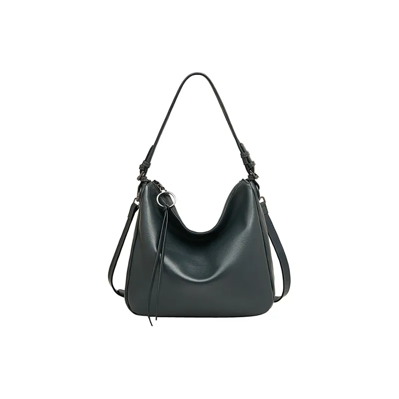 Old Man's Head Synthetic Leather Shoulder Bag Regular Women's Black/Gray Blue/Elephant Gray-1