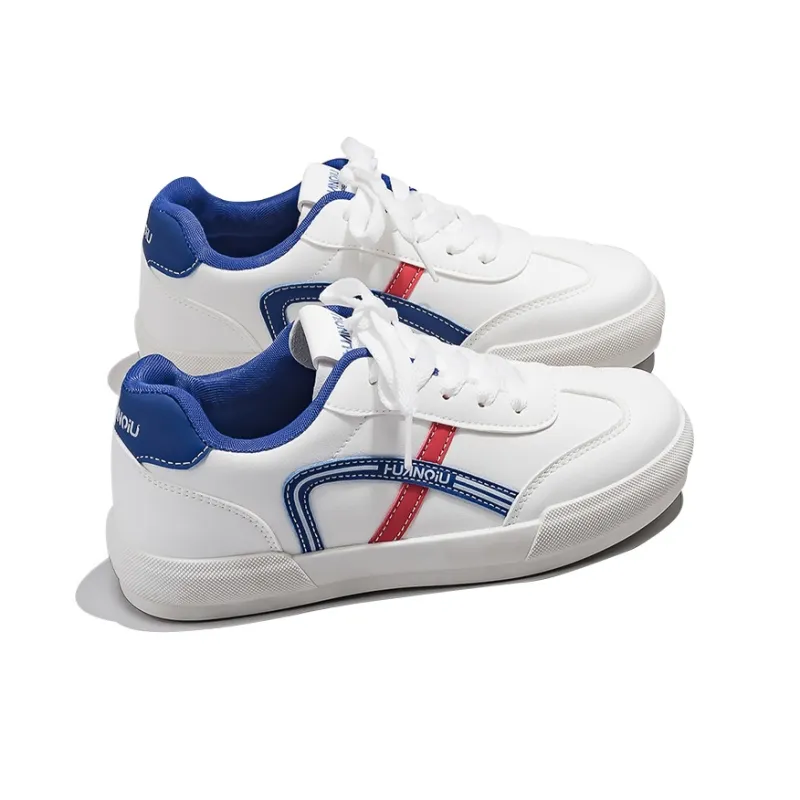 HUANQIU Anti-Slip And Wear-Resistant Height Increasing Low-Top Skateboard Shoes Women's Red Blue White-4