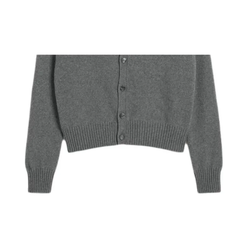AMIPARIS Paris Logo Embroidered V Neck Cardigan-3