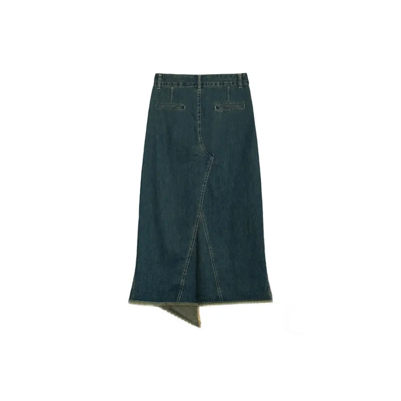 AHDO Denim Long Skirts Women's Blue-1