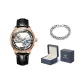 Black Leather Rose Case Black Dial