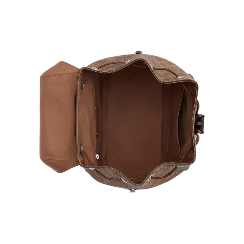 COACH Cow Leather Backpack Large Size Women's Brown-2