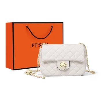 PT'SON Cow Leather Underarm Shoulder Bag, Crossbody Bag Regular Women's White/Black