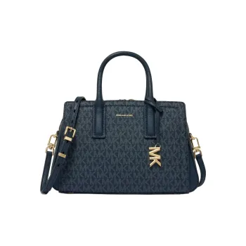 MICHAEL KORS Artificial Leather Cow Leather Patchwork Handbags Shoulder Bags Small Size Women's Dark Blue