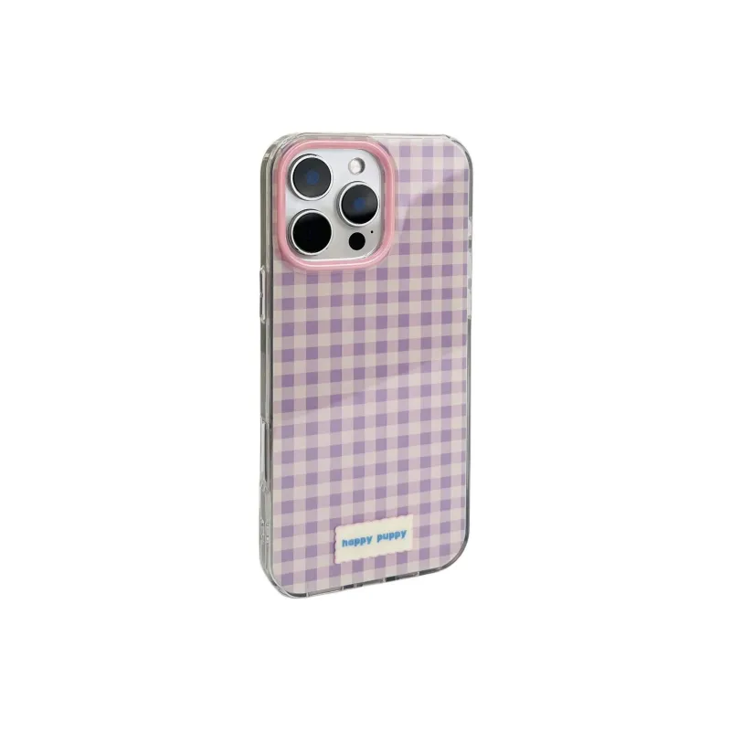 Sopi Acrylic Material Purple Plaid Bracelet Phone Cases Compatible With IPhone 16/15 Pro Max/Apple 13/14 Pro/Max-4