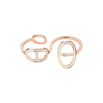 HERMES Rose Gold Diamonds Rings Women's Gold