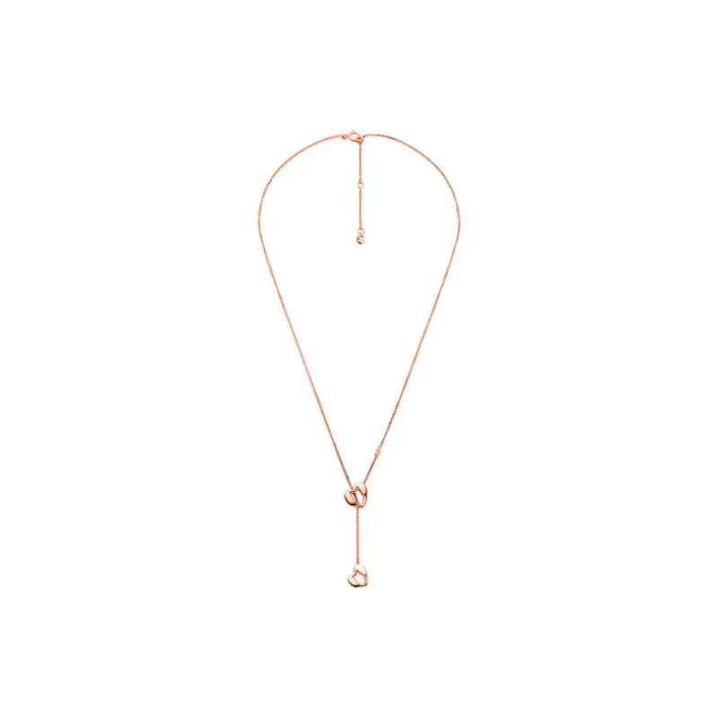 MICHAEL KORS Precious Metal Plated Sterling Silver Heart Chain Lariat Necklace-1