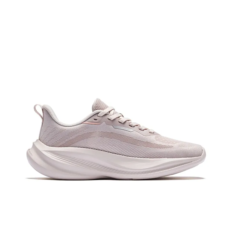 Erke Cushioning Breathable Lightweight Low-Top Training Running Shoes Women's Pink Brush Gray Microcrystalline White-1